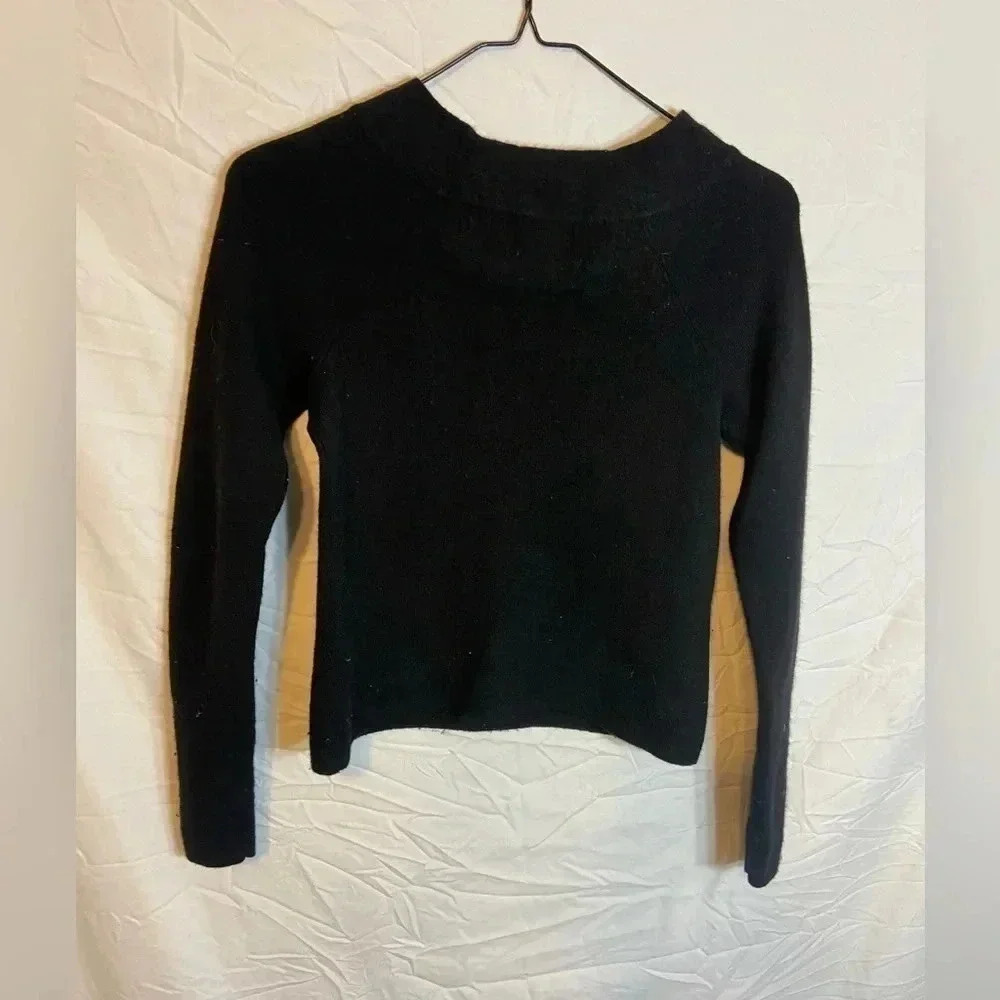 MERCER & MADISON 100% Merino Wool Italian Fabric BLACK Pullover Sweater M fit XS